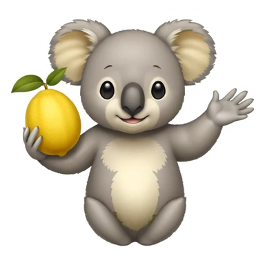 Koala holding up one big lemon in one hand sticker