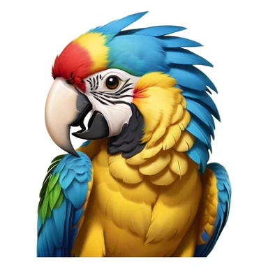 Cinematic Cute Yawning Macaw Portrait Emoji, Head tilted slightly with a dramatic, wide-open yawn, showcasing resplendent feathers and sleepy, half-closed eyes brimming with relaxed elegance, Simplified yet irresistibly adorable features, highly detailed, glowing with a soft, cozy tropical glow, high shine, relaxed yet expressive, stylized with a hint of whimsical charm, soft glowing outline, capturing the essence of a drowsy yet affectionate macaw that appears ready to stretch out for a nap! sticker