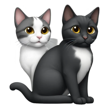 TWO cats: one that is dark grey and white, and one that is black sticker
