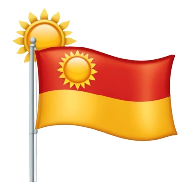 Eine Flagge die weiß ist von links nach rechts ist ein roter streifiger balken. In den roten dickeren Streifen ist eine Sonne ohne Gesicht etwa so 🌞 nur ohne Gesicht sticker