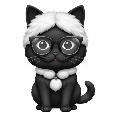 black cat full body wearing white glasses with square modern frames sticker