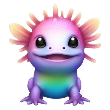 Gradient rainbow shimmery iridescent axolotl full body sticker