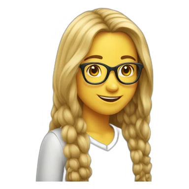 happy long-haired-girl glasses posing sticker