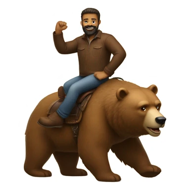 Man with beard riding a bear sticker
