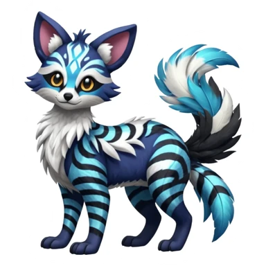 Futuristic furry fluffy floofy feathery tribal marked Genet-Absol-Kyurem-Zeraora-Primagen-fusion-creature  sticker