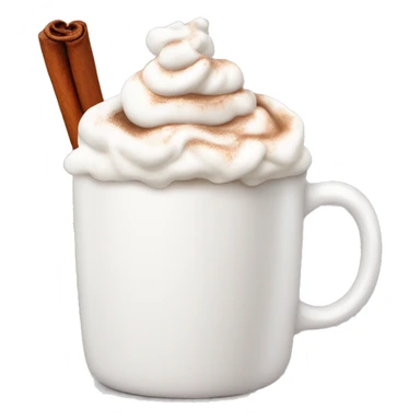 white mug of hot chocolate with whipped cream and cinnamon sticker
