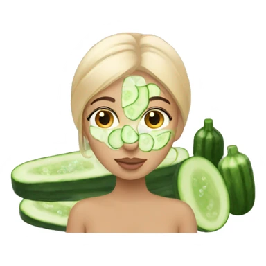 Girl having a spa day with cucumber on her face sticker