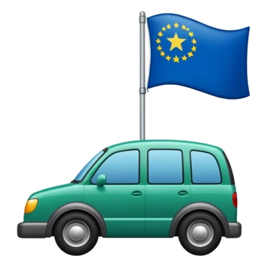 bandera mitad superior, azul y mitad inferior verde con una rueda de carruaje roja en el centro sticker