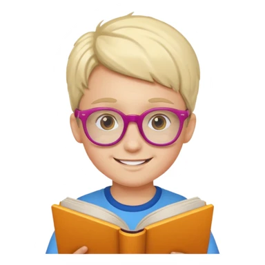 kid reading a book colored glasses sticker