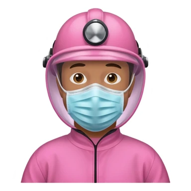 man in  pink protection clothes with full-faced mask sticker