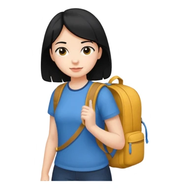girl with black hair in short sleeves going to school sticker