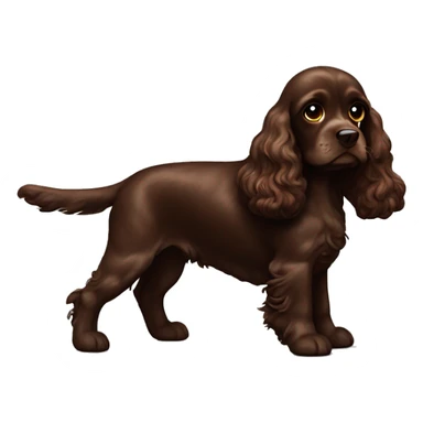 Chocolate brown cocker spaniel with lightsaber sticker