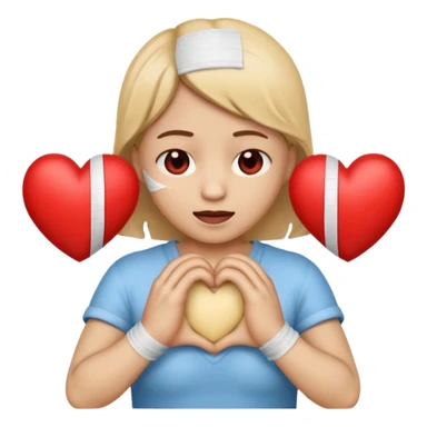 crea un emoji con esos 3 en conjunto ❤️‍🩹😩🫶🏼 sticker