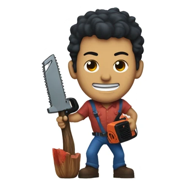 ash from evil dead smiling with chainsaw sticker