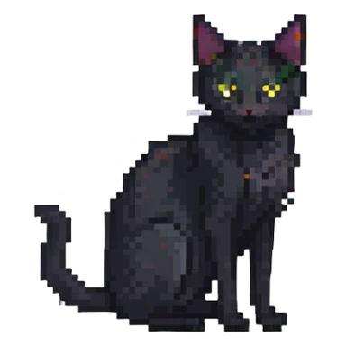 skinny black cat with yellow eyes sticker