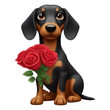 Sausage dog giving roses  sticker