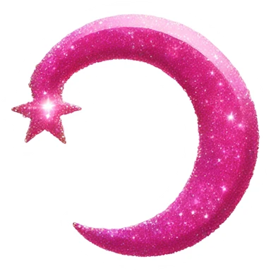 Hot pink crystallized crescent moon with glitter sticker