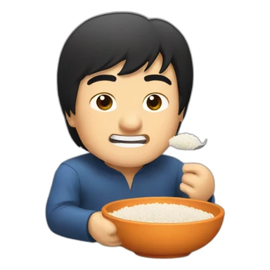 Jackie Chan eating rice sticker