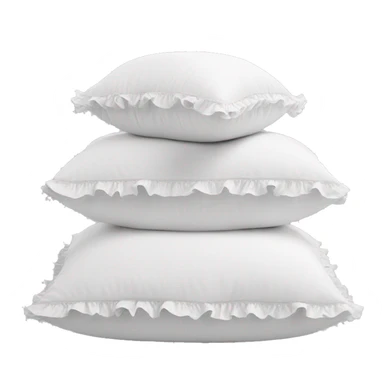 2 white pillows with ruffles sticker