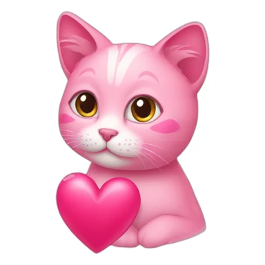 pink cat with heart sticker