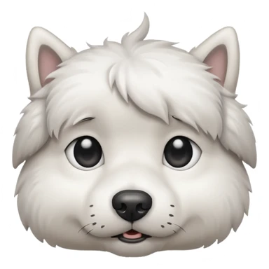 a white dog with a gray stain on one eye sticker