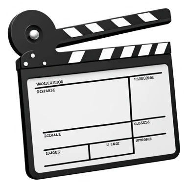 minimalist film clapperboard outline with basic shapes, black lines only, no fill sticker