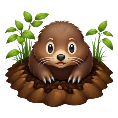 mole emerging from the ground sticker