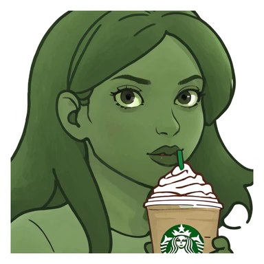 Pretty girl drinking Starbucks sticker