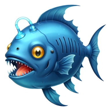 anglerfish with the light dangling in front of it with black back ground sticker