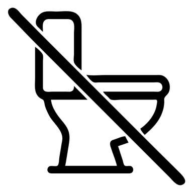 toilet crossed out with a diagonal line, minimal, modern icon sticker