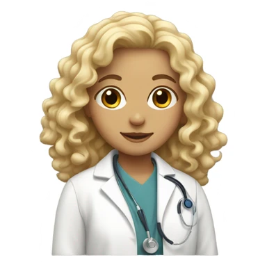 blonde curly girl in doctors coat sticker