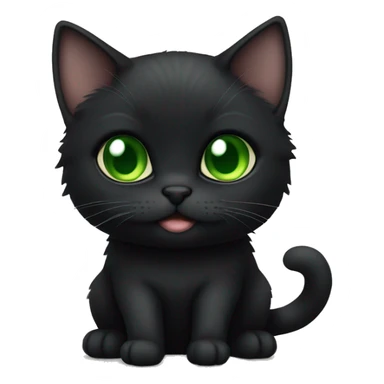 Black munchkin cat sitting with green eyes sticker