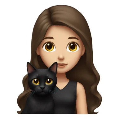 Girl with long brown hair holding a black cat sticker