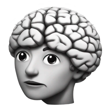 just a brain emoji in black and white 2d  sticker