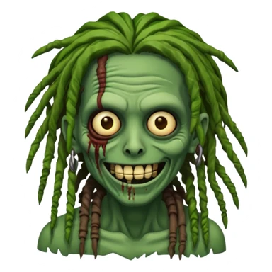Make a image of a zombie with dreads make it like a emoticon not as scary sticker