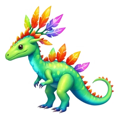 Shiny Exotic Colorful Meganium-Amaura-Aurorus-Fakémon-hybrid-creature (full body)  sticker