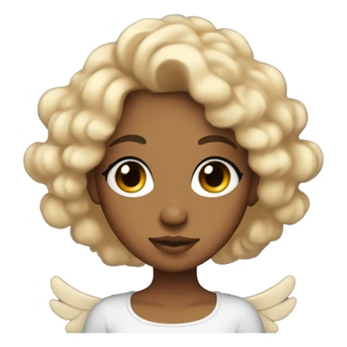 tan angel girl with black curls, long eyelashes  sticker