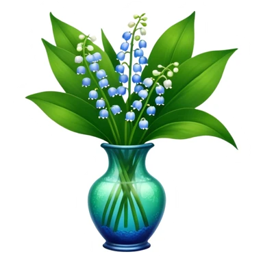 bouquet of blue lily of the valley in a green glass vase  sticker