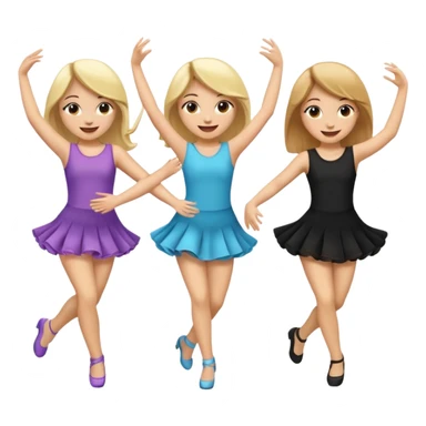 Emoji of 3 Girls dancing one with blonde hair, one tan skin with brown hair and one with black  hair ONLY ONE IS BLONDE sticker