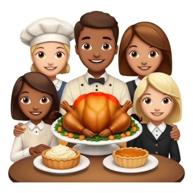 Thanksgiving Dinner with friends of all different races sticker