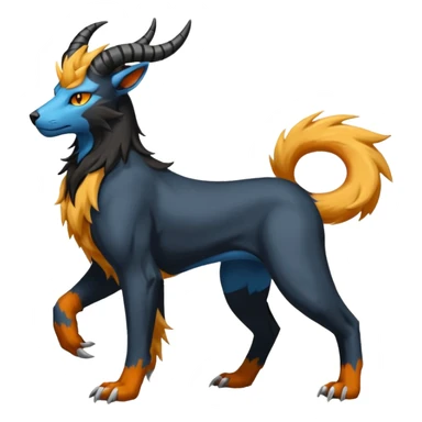 Long-ram-horned Manectric-Houndoom-Luxray-Bobcat-Fakémon-fusion-animal-creature, full body  sticker