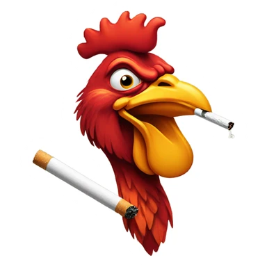 Rooster with a cigarette sticker