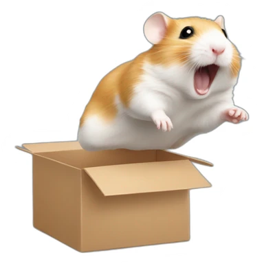 hamster jumping out of a box sticker