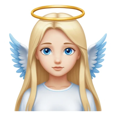 Straight long blonde hair and blue eyes girl angel sticker