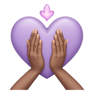 Hands joined in prayer with a pale purple heart sticker