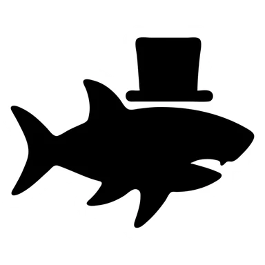 shark with a top hat, solid filled icon sticker