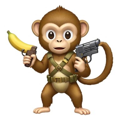 Monkey holding a banana as a gun sticker