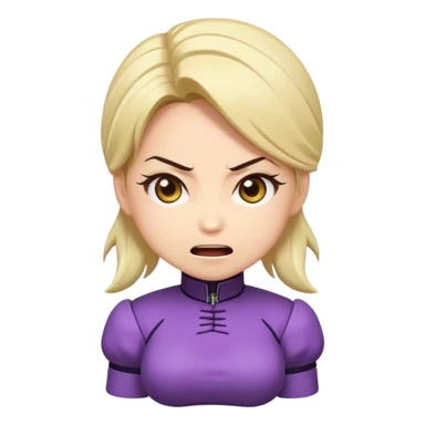 Chibi anime emoji of Nina Williams (Tekken), super-deformed proportions, big expressive eyes, minimal details, bold outlines, flat colors, cute facial expressions (smile, surprised, angry), sticker emoji style, clean background, wholesome and safe sticker