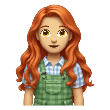 Red head with long hair wearing garden clothes sticker