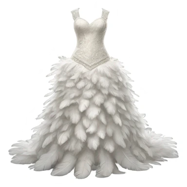 Hyper Realistic ornate Wedding dress displays  with feathers  sticker
